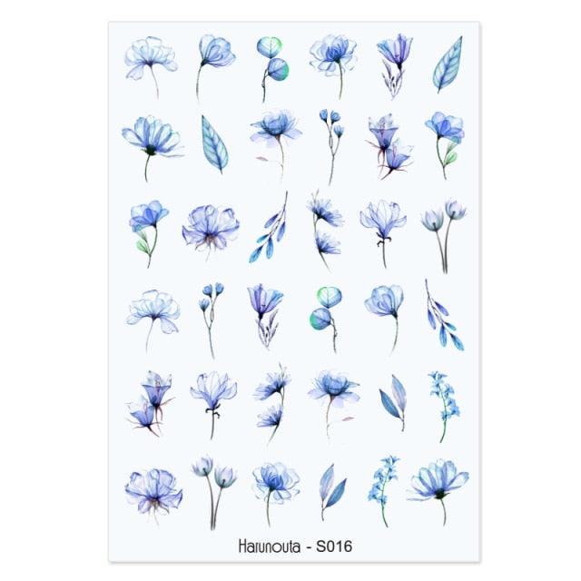 Flowers Leaves Line 3D Nail Stickers Autumn Winter Fall Leaf Design Transfer Sliders Abstract Waves Nail Art Decals Manicures Decal Self-Adhesive 3D Wave Design Decoration for Women Girls Tape Nail Art Stickers Decal Decoration
