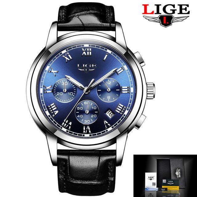 Men's Elegant Watch With Chronometers And Leather Belts Business Style Perfect Gift Excellent Look