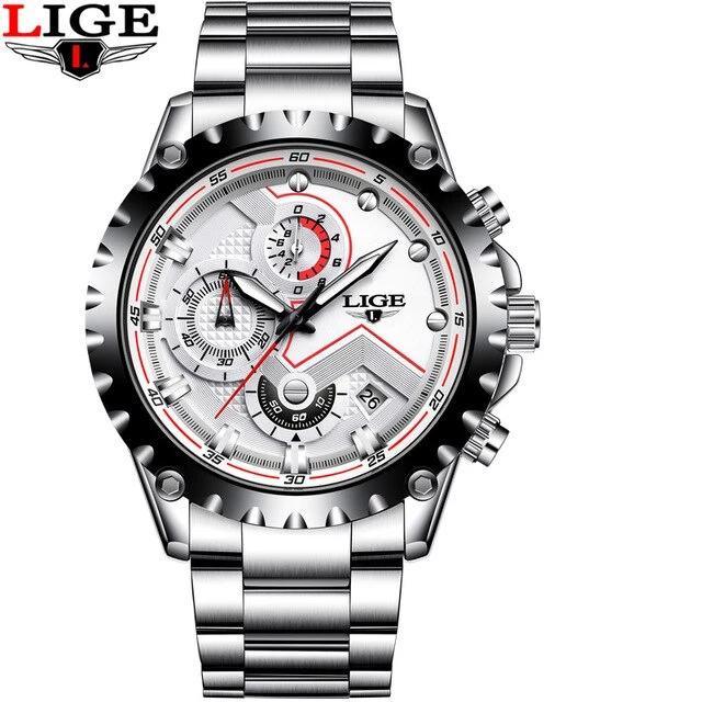Men's Watch With Chronometers Day Display And Fluorescent Hands Unique Design Excellent Gift