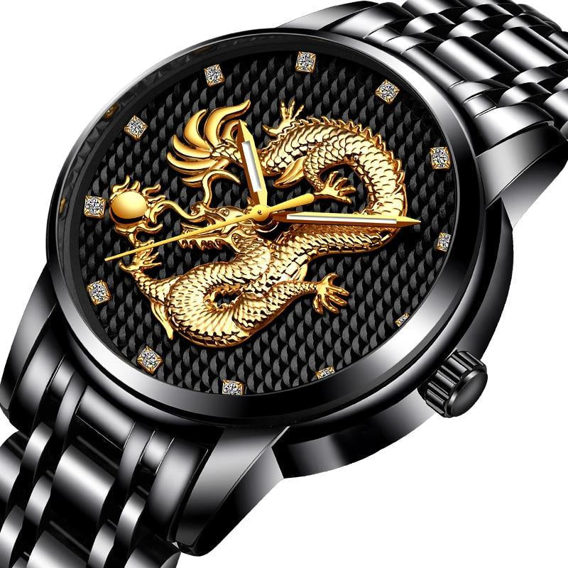 Men's Waterproof Watch With 3D Dragon Design Excellent Look Perfect Gift For Your Man