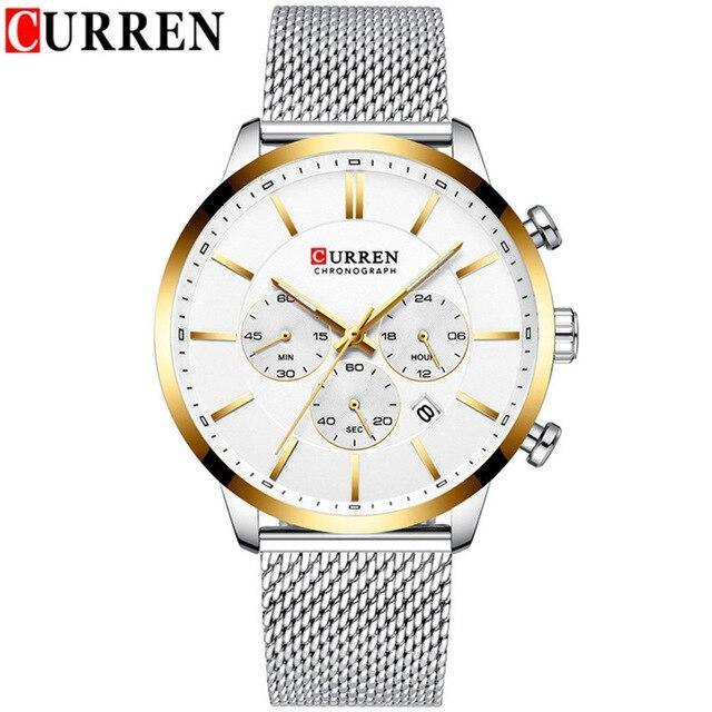 Unisex Elegant Stainless Steel Watch With Chronometer And Date Display Excellent Design Perfect Gift