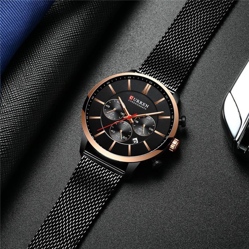Unisex Elegant Stainless Steel Watch With Chronometer And Date Display Excellent Design Perfect Gift