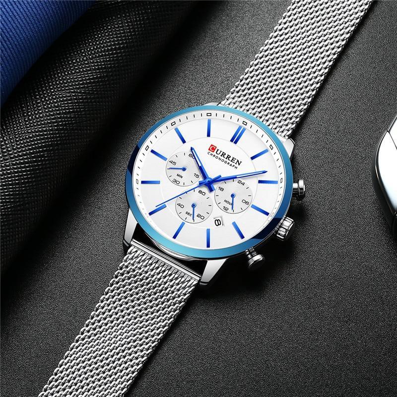 Unisex Elegant Stainless Steel Watch With Chronometer And Date Display Excellent Design Perfect Gift