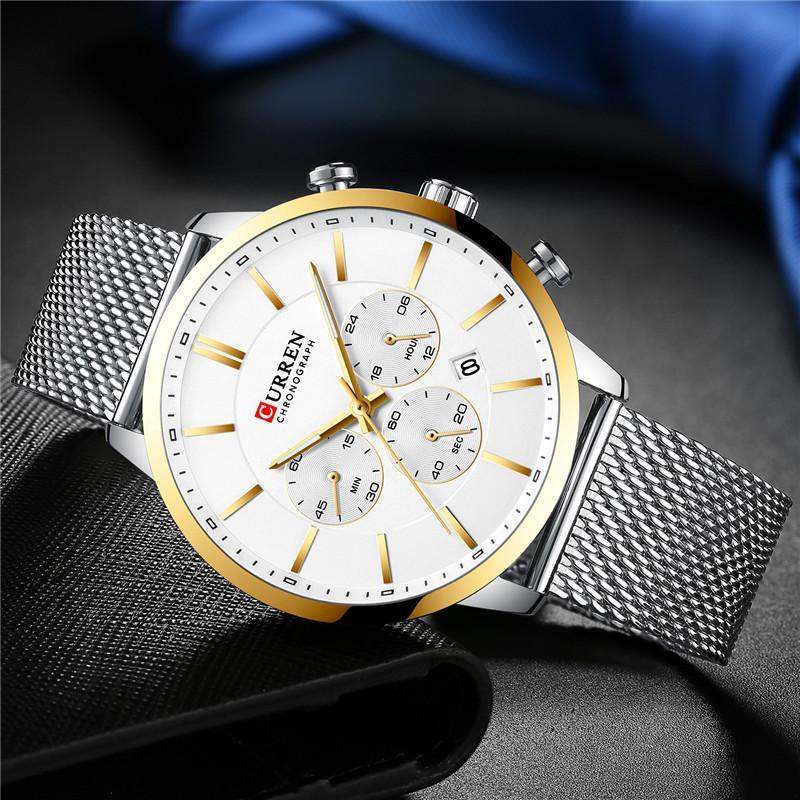 Unisex Elegant Stainless Steel Watch With Chronometer And Date Display Excellent Design Perfect Gift