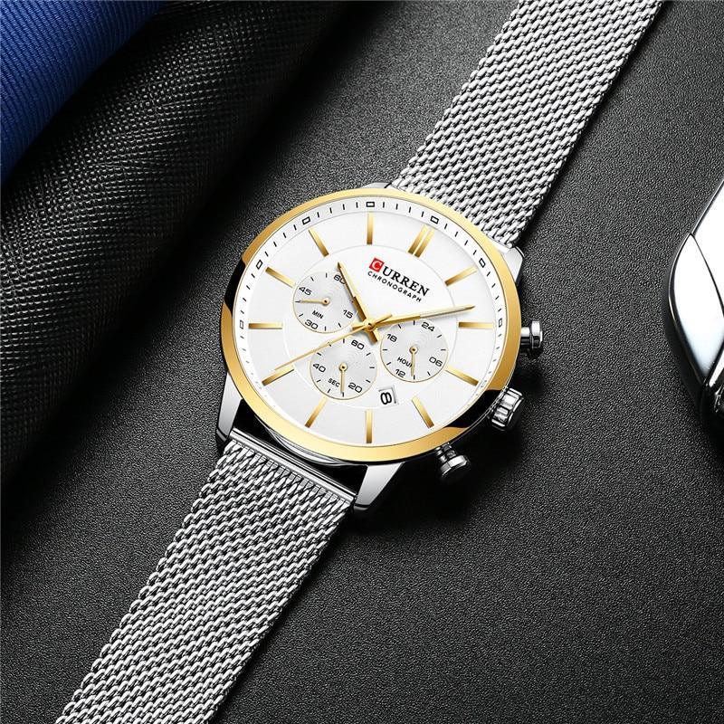 Unisex Elegant Stainless Steel Watch With Chronometer And Date Display Excellent Design Perfect Gift