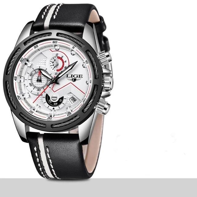 Waterproof Men's Sports Watch With Leather Transparent Belts, Chronometers Day View Perfect Gift