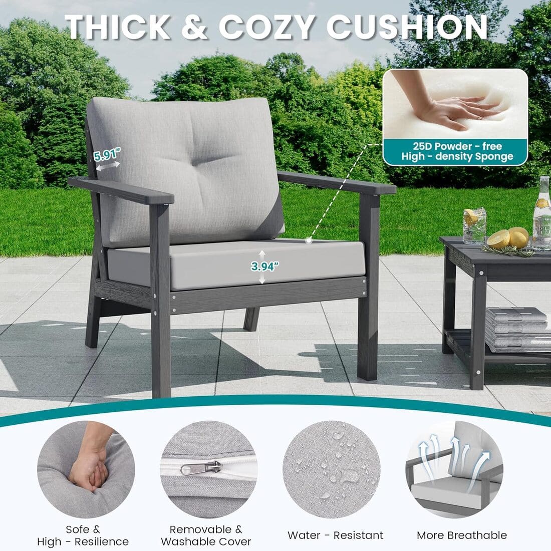 Corex HDPE Outdoor Sectional Sofa, 6-Piece