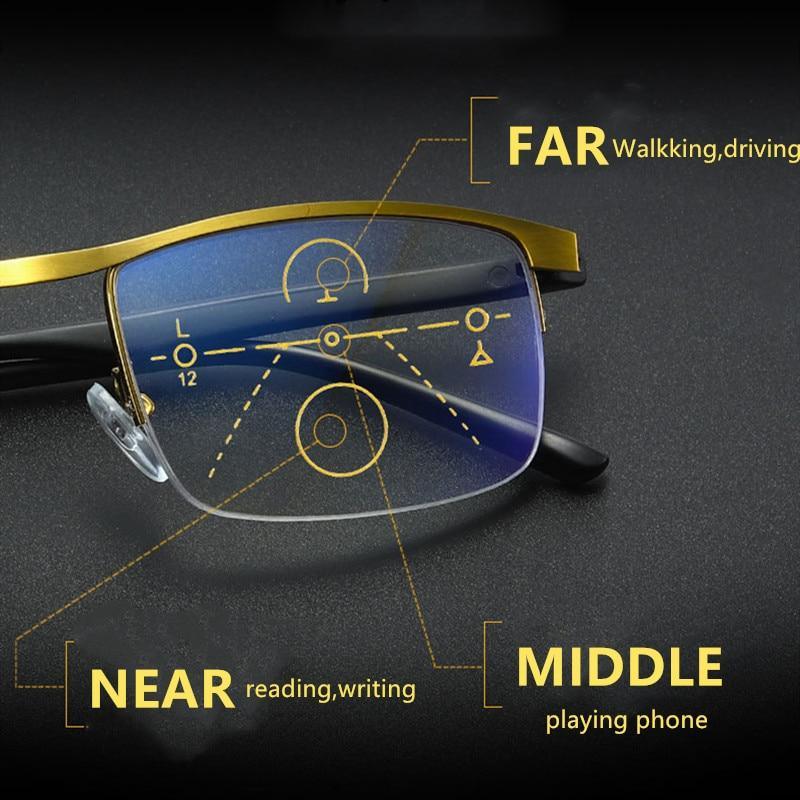 Progressive Reading Glasses Multifocal Anti Blue Ray Glass Glasses Half Frame Metal Alloy For Men And Women Reading Glasses Anti Blue Ray Multifocus Reader