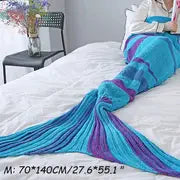 Striped Mermaid Blanket for Office and Living Room