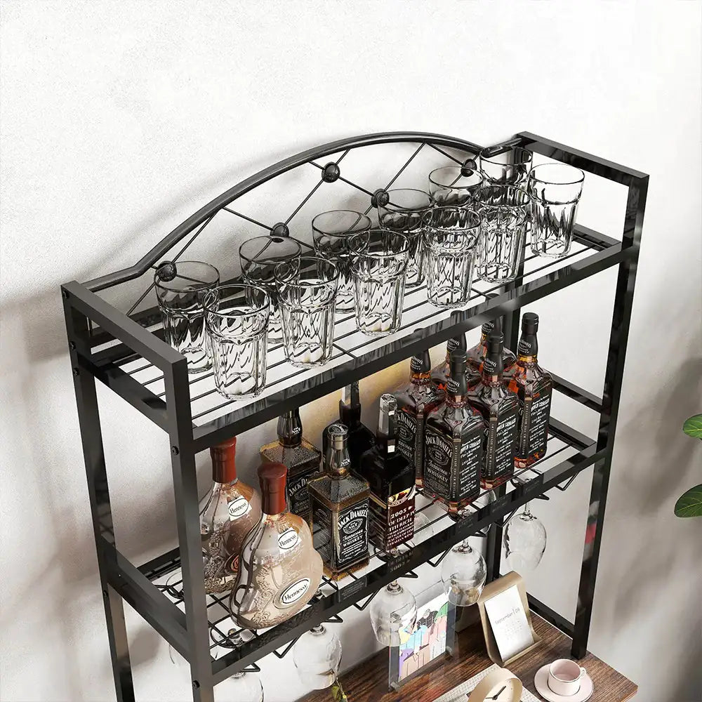 Tall Wine Holder Stand With Wine Glass Holder