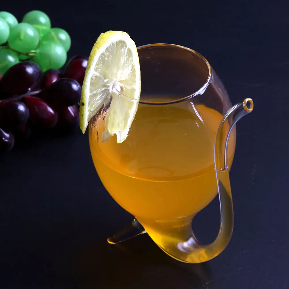 Creative Transparent Glass Vampire Wine Cup with Straw