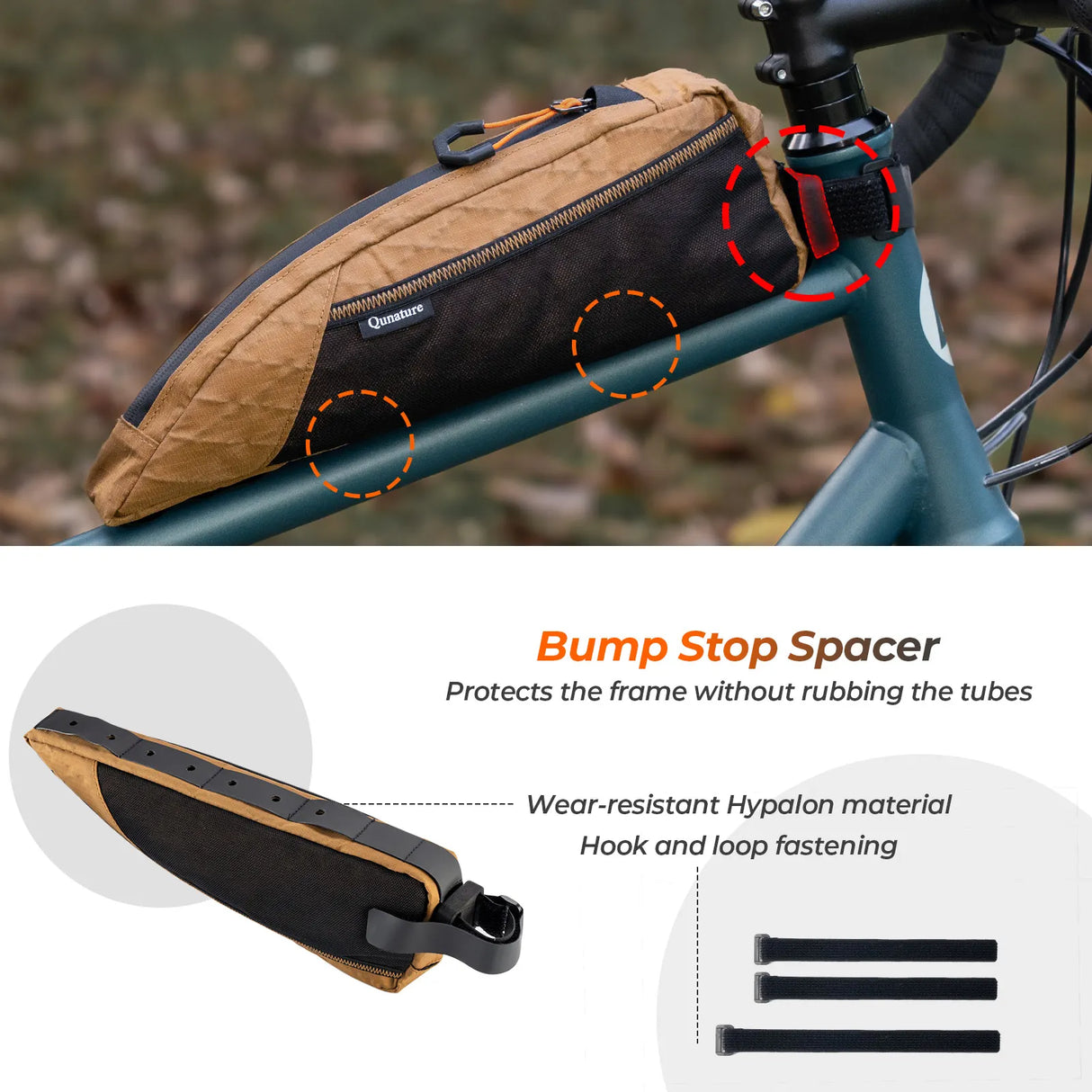 Water-repellent Top Tube Bag for Bikepacking 1L/1.75L