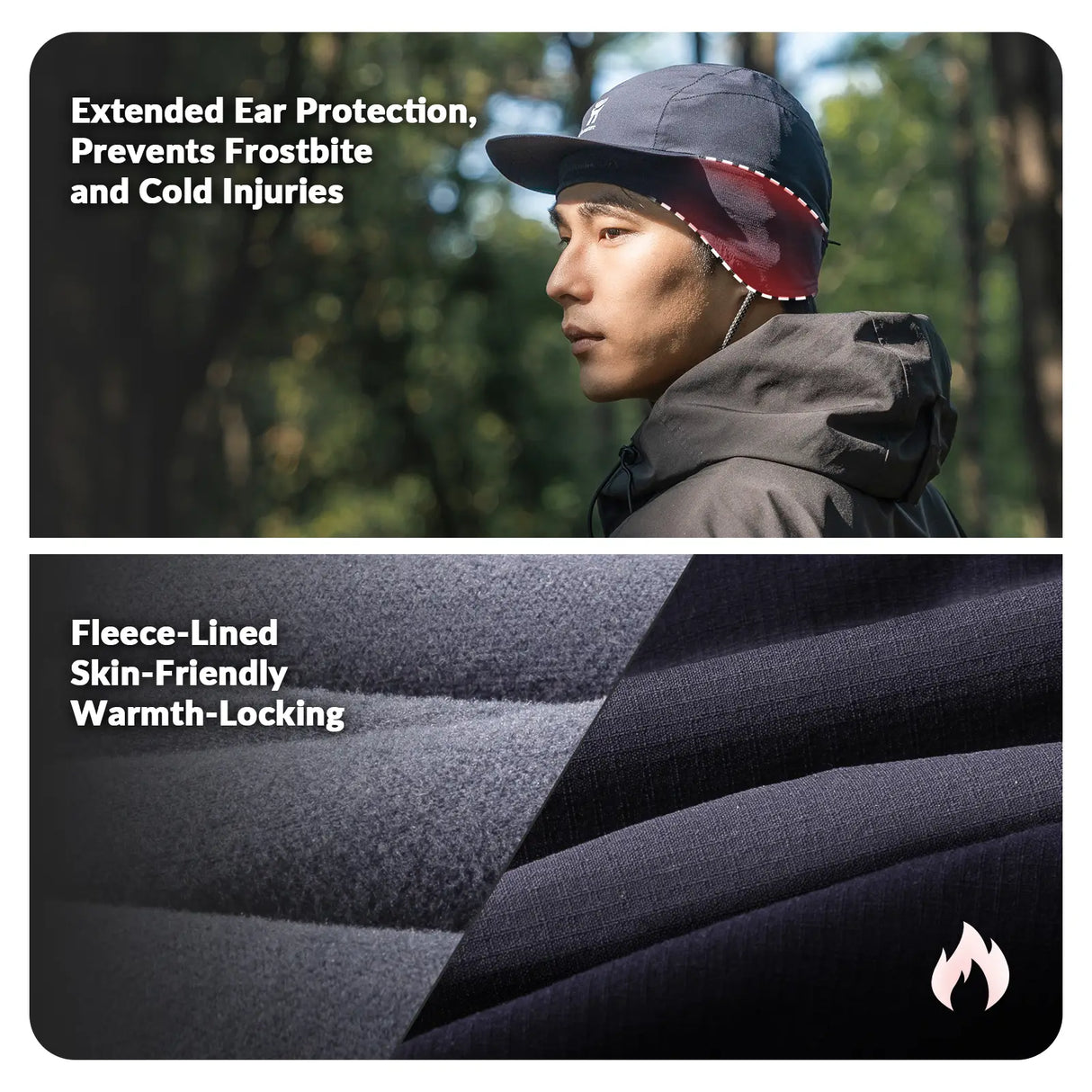 Fleece Baseball Cap with Ear Flaps – Winter Warm Hat for Windproof Running, Cycling & Hiking Cap