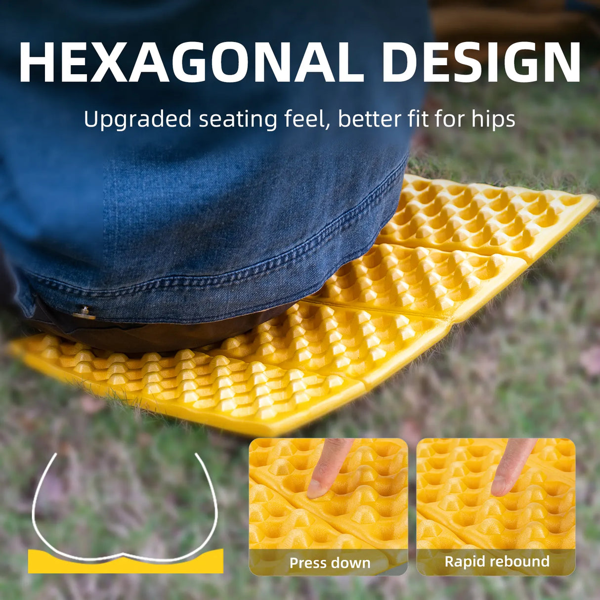 Folding Seat Pad Mat with Foam for Hiking & Camping, Lightweight & Portable