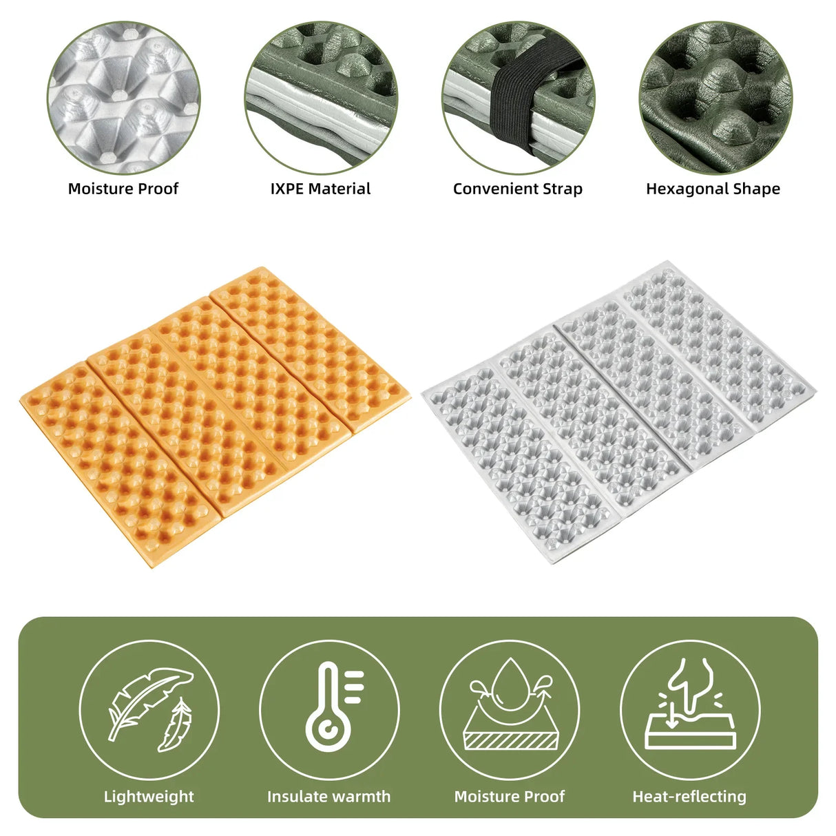 Folding Seat Pad Mat with Foam for Hiking & Camping, Lightweight & Portable