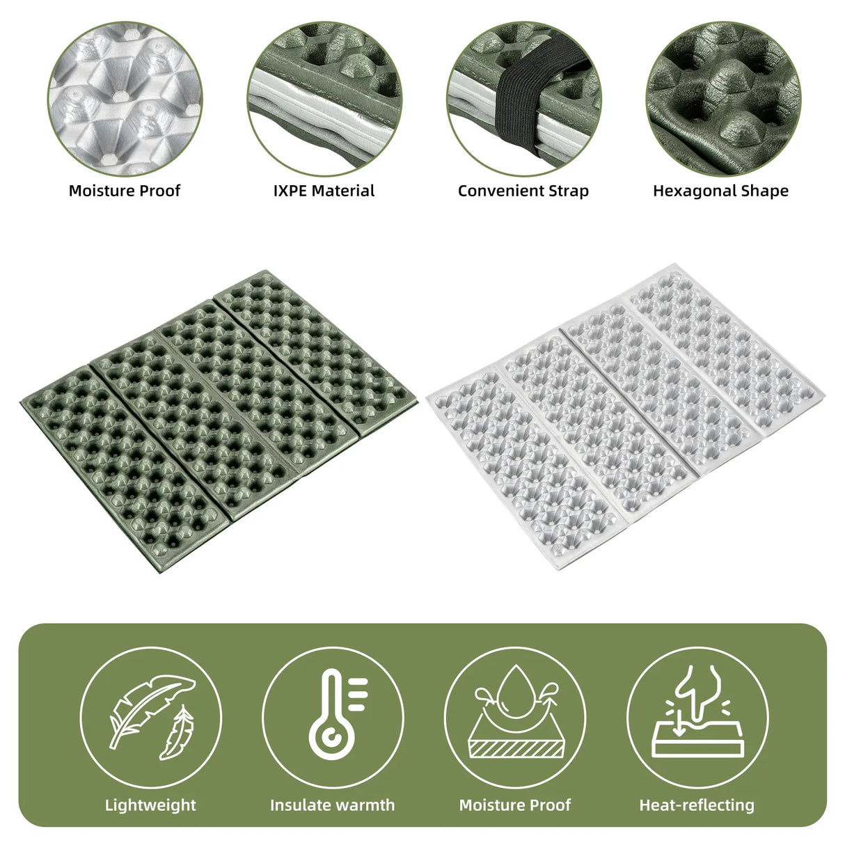 Folding Seat Pad Mat with Foam for Hiking & Camping, Lightweight & Portable