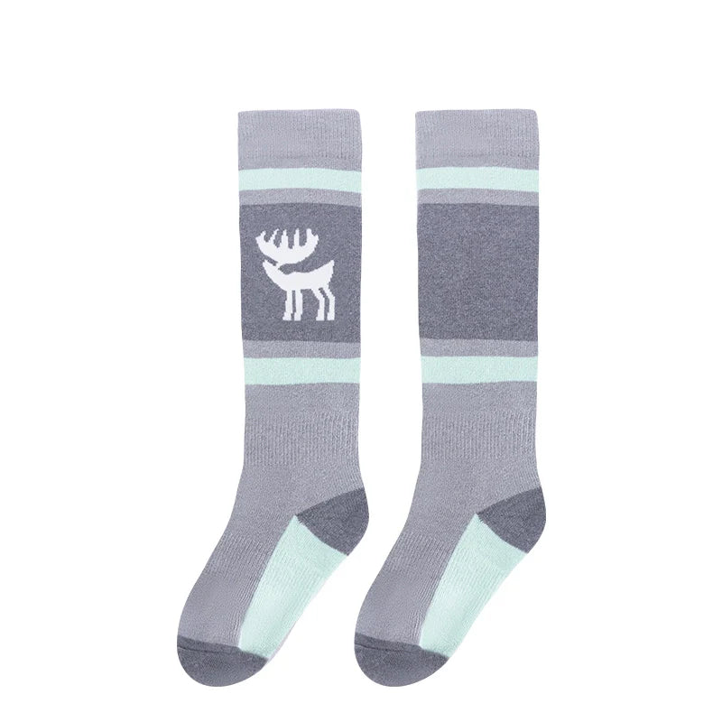 Wool Blend Kids Ski Socks, Knee-high Warm Thermal Snowboard Skating Socks for Boys & Girls