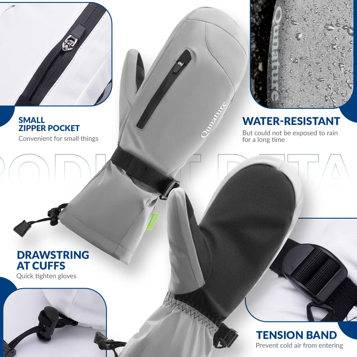 Windproof Full-Palm Ski Gloves with Touchscreen Grip