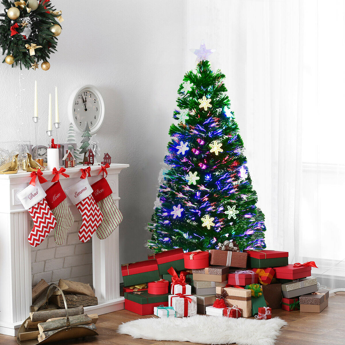 LED Optic Artificial Christmas Tree with Snowflakes-4 Feet