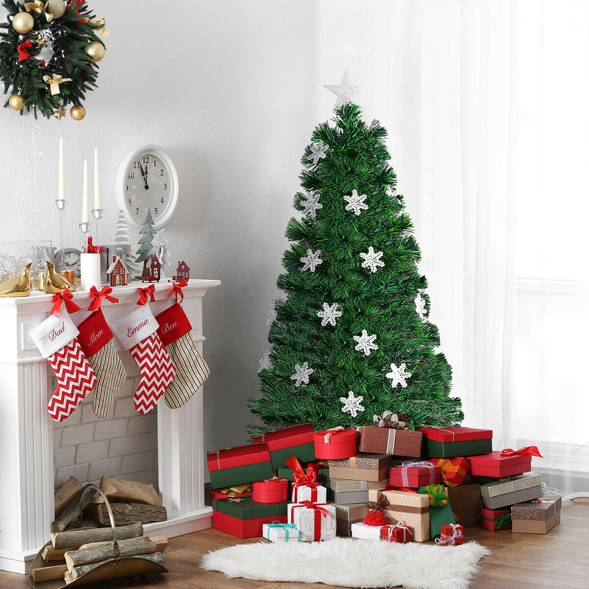 LED Optic Artificial Christmas Tree with Snowflakes-4 Feet