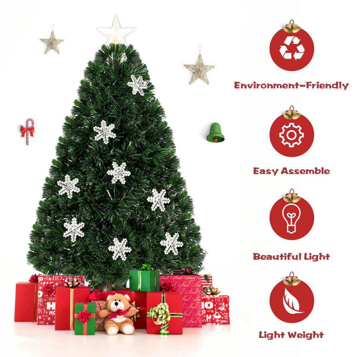 LED Optic Artificial Christmas Tree with Snowflakes-4 Feet