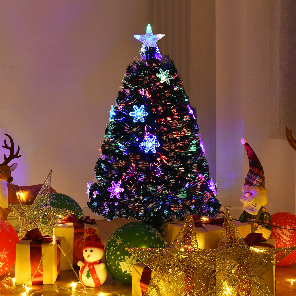 LED Optic Artificial Christmas Tree with Snowflakes-4 Feet