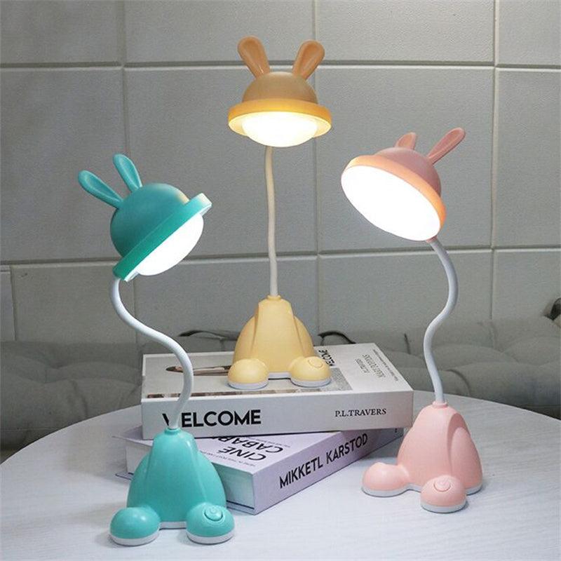 Rabbit LED Table Lamp Kids Desk Bunny Night Lights Studying Bedroom Decor Baby Bed Restaurant Living Room Cute Gift USB Charging Cute Study Lamps for Bedroom Décor