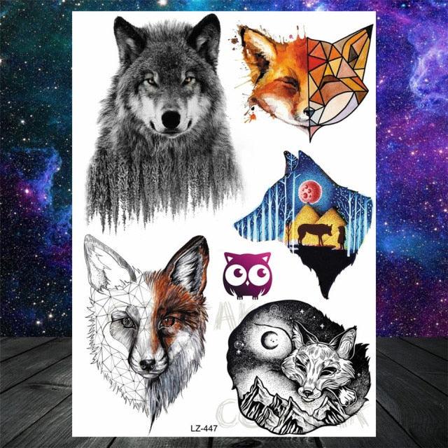 Realistic Black Temporary Small Big Tattoos Space Planets Animals Tatoos Waterproof Face Hands Tattoos For Girls Mens