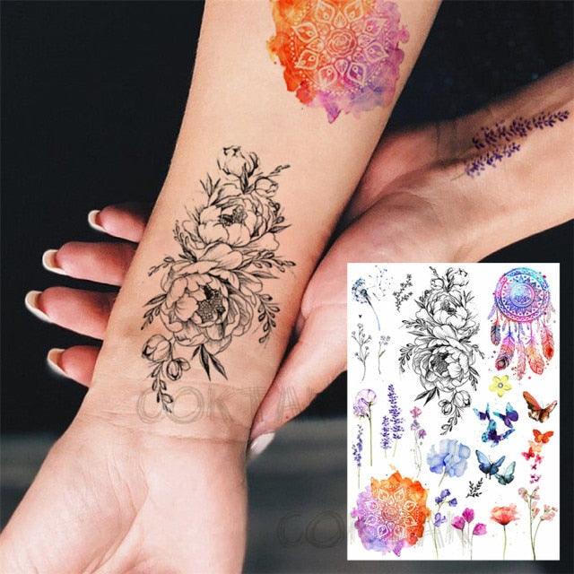 Realistic Black Temporary Small Big Tattoos Space Planets Animals Tatoos Waterproof Face Hands Tattoos For Girls Mens