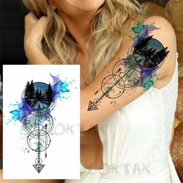 Realistic Black Temporary Small Big Tattoos Space Planets Animals Tatoos Waterproof Face Hands Tattoos For Girls Mens