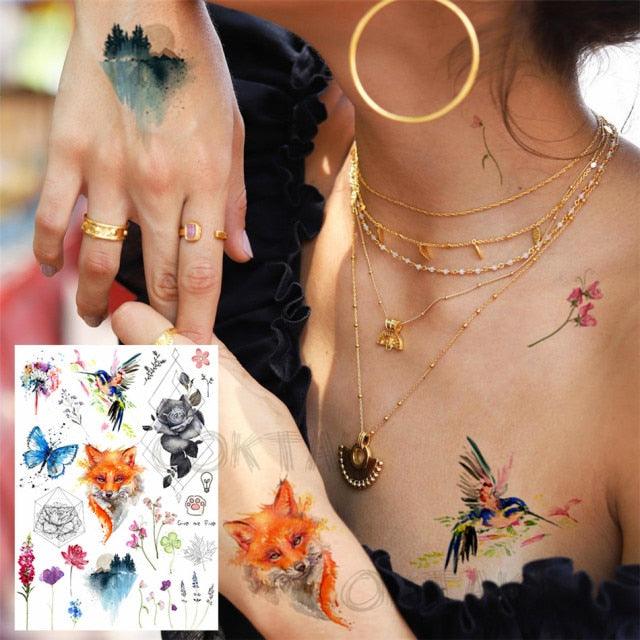 Realistic Black Temporary Small Big Tattoos Space Planets Animals Tatoos Waterproof Face Hands Tattoos For Girls Mens