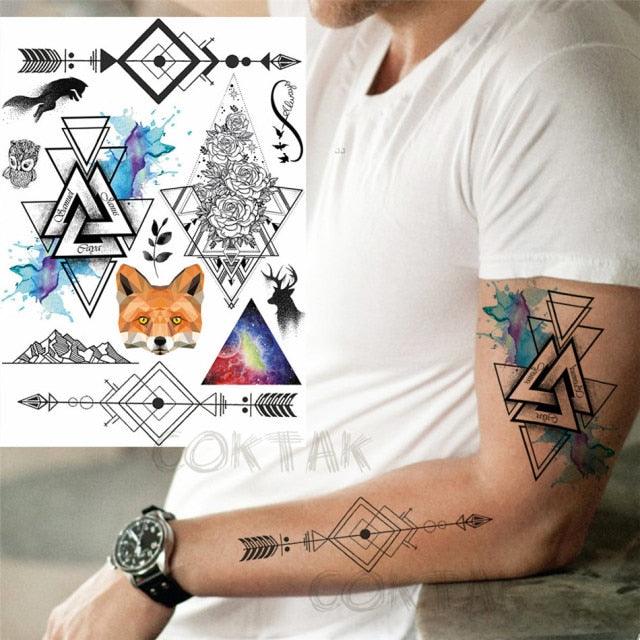 Realistic Black Temporary Small Big Tattoos Space Planets Animals Tatoos Waterproof Face Hands Tattoos For Girls Mens
