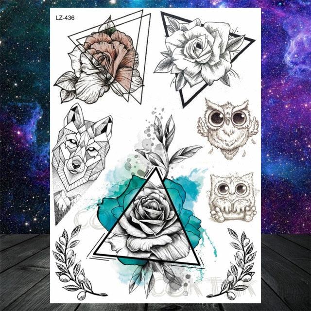 Realistic Black Temporary Small Big Tattoos Space Planets Animals Tatoos Waterproof Face Hands Tattoos For Girls Mens