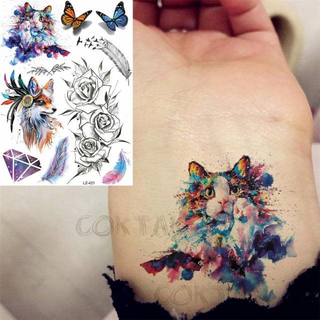 Realistic Black Temporary Small Big Tattoos Space Planets Animals Tatoos Waterproof Face Hands Tattoos For Girls Mens