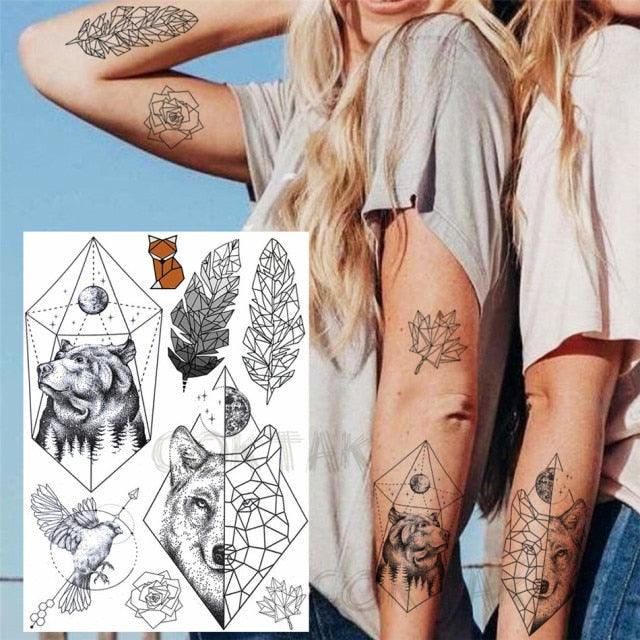 Realistic Black Temporary Small Big Tattoos Space Planets Animals Tatoos Waterproof Face Hands Tattoos For Girls Mens