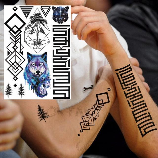 Realistic Black Temporary Small Big Tattoos Space Planets Animals Tatoos Waterproof Face Hands Tattoos For Girls Mens