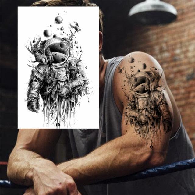 Realistic Black Temporary Small Big Tattoos Space Planets Animals Tatoos Waterproof Face Hands Tattoos For Girls Mens