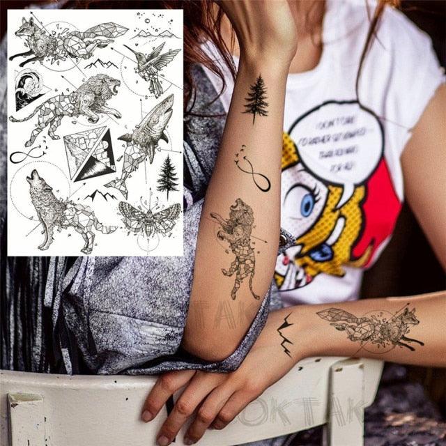 Realistic Black Temporary Small Big Tattoos Space Planets Animals Tatoos Waterproof Face Hands Tattoos For Girls Mens