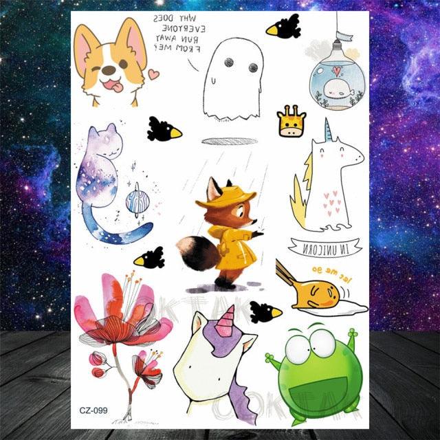 Realistic Black Temporary Small Big Tattoos Space Planets Animals Tatoos Waterproof Face Hands Tattoos For Girls Mens
