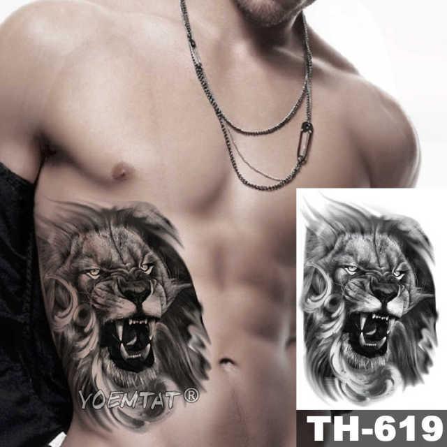 Realistic Temporary Lion Wolf Sticker Tattoo Waterproof Elegant Body Arm Warrior Tattoo For Mens