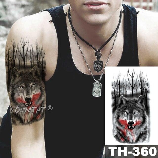 Realistic Temporary Lion Wolf Sticker Tattoo Waterproof Elegant Body Arm Warrior Tattoo For Mens