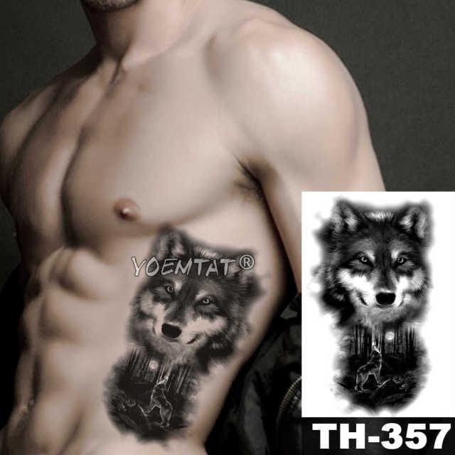 Realistic Temporary Lion Wolf Sticker Tattoo Waterproof Elegant Body Arm Warrior Tattoo For Mens