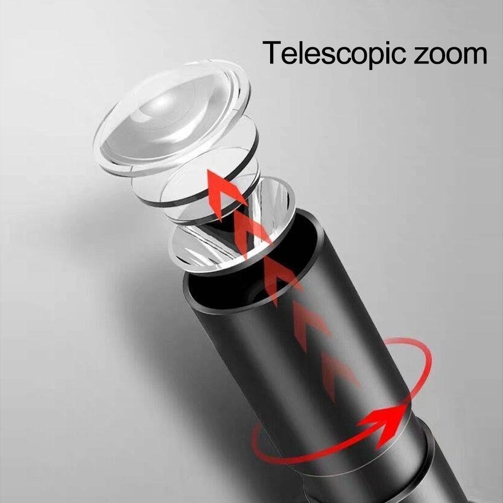 Rechargable Mini Portable Waterproof USB LED Pocket LED Flashlight Hight Super Bright Flashlight Telescopic Zoom Water Resistant Torch Great For Indoor/Outdoor Activities Night Camping Hiking