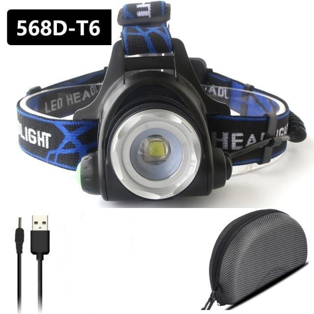 Rechargeable Adjustable 10000LM Led Headlamp Micro USB Charger Flashlight Head Lamp Portable Light Torch Flashlight For Night Work Camping Hiking Walking