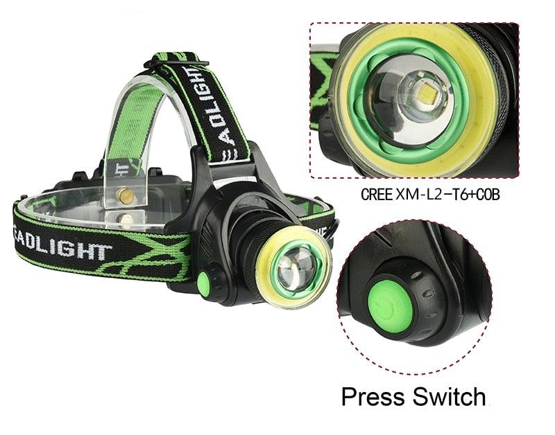 Rechargeable Adjustable 10000LM Led Headlamp Micro USB Charger Flashlight Head Lamp Portable Light Torch Flashlight For Night Work Camping Hiking Walking