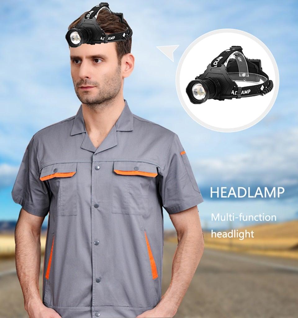 Rechargeable Adjustable Brightest Zoomable Powerful XHP160 LED Headlamp Waterproof Headlight Power Bank 18650 Battery Headlamps For Hiking Camping Fishing Running