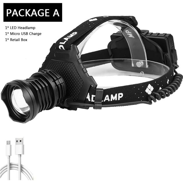 Rechargeable Adjustable Brightest Zoomable Powerful XHP160 LED Headlamp Waterproof Headlight Power Bank 18650 Battery Headlamps For Hiking Camping Fishing Running