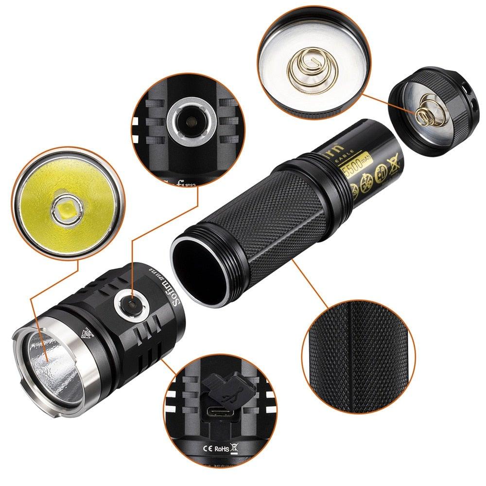 Rechargeable Adjustable Flashlight High Lumen Powerful Waterproof Portable Cree USB LED Super Bright Flashlight Pocket Size Torch Light For Camping Hiking Riding