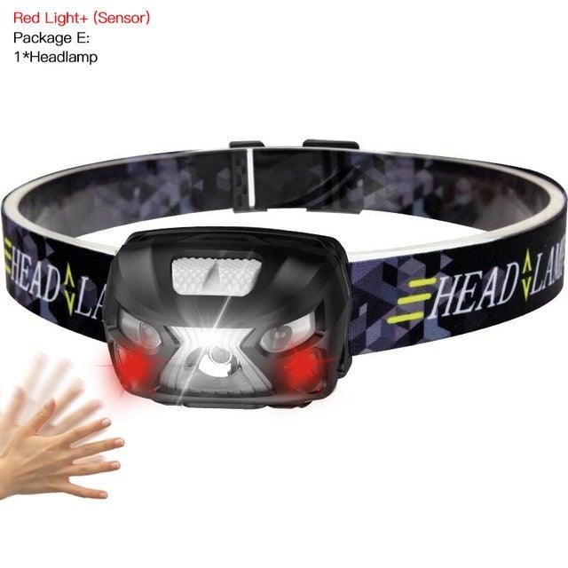 Rechargeable Adjustable LED USB Headlight Powerfull Elastic High Lumens Headband Headlamp Motion Sensor Flashlight For Adults Kids Running Camping Hiking Camping