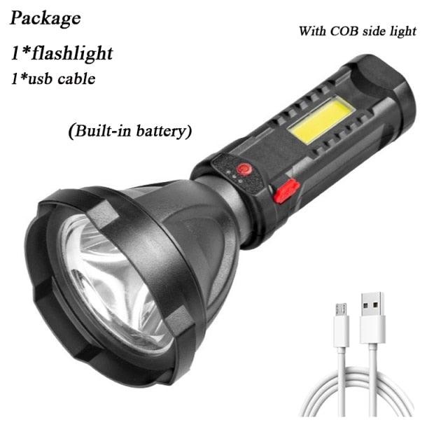 Rechargeable Adjustable USB LED Portable Rotary High Lumen Zoombale Super Strong Flashlight Ultra-bright For Long-range Outdoor Camping Fishing Hiking Riding Walking Jogging Flashlight
